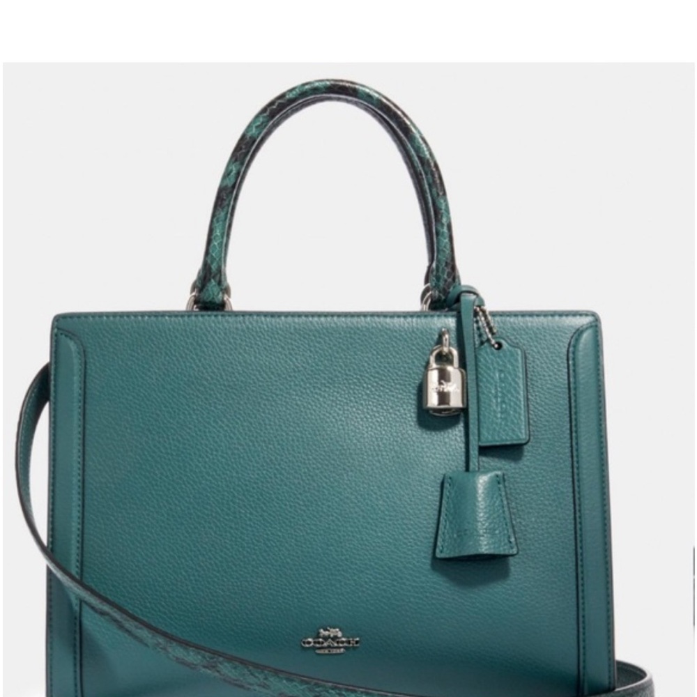 Brand New Coach Leather Zoe Snakeskin Carryall Crossbody Tote Bag